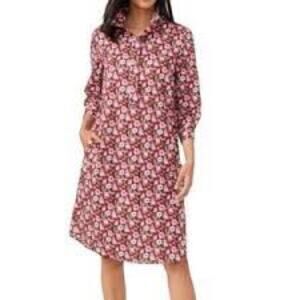 J. McLaughlin Pink and Brown Floral Shirt Dress Size Small JJ0692
